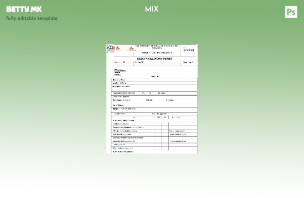 модерен стил Шаблон за дозвола за електрична работа за одржување на градба